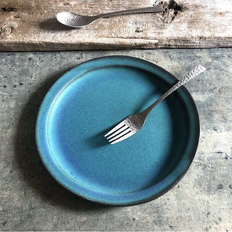 ドルチェ 益子焼　シャビーターコイズリムプレートL 益子焼 シャビーターコイズプレート（L） | MatsuBokkuri