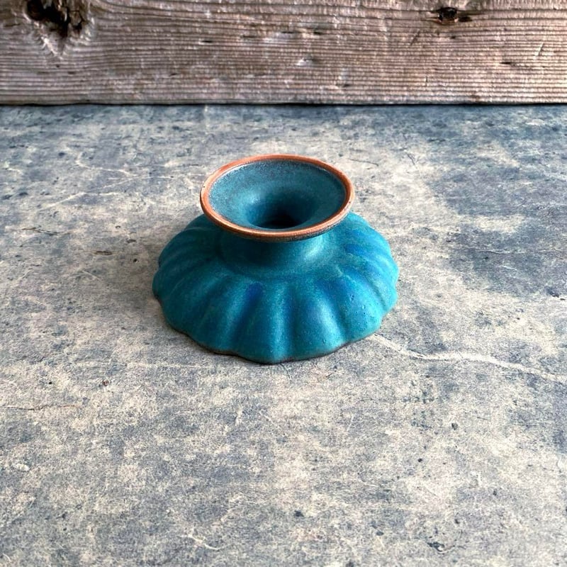 益子焼 シャビーターコイズ リンカコンポート | MatsuBokkuri