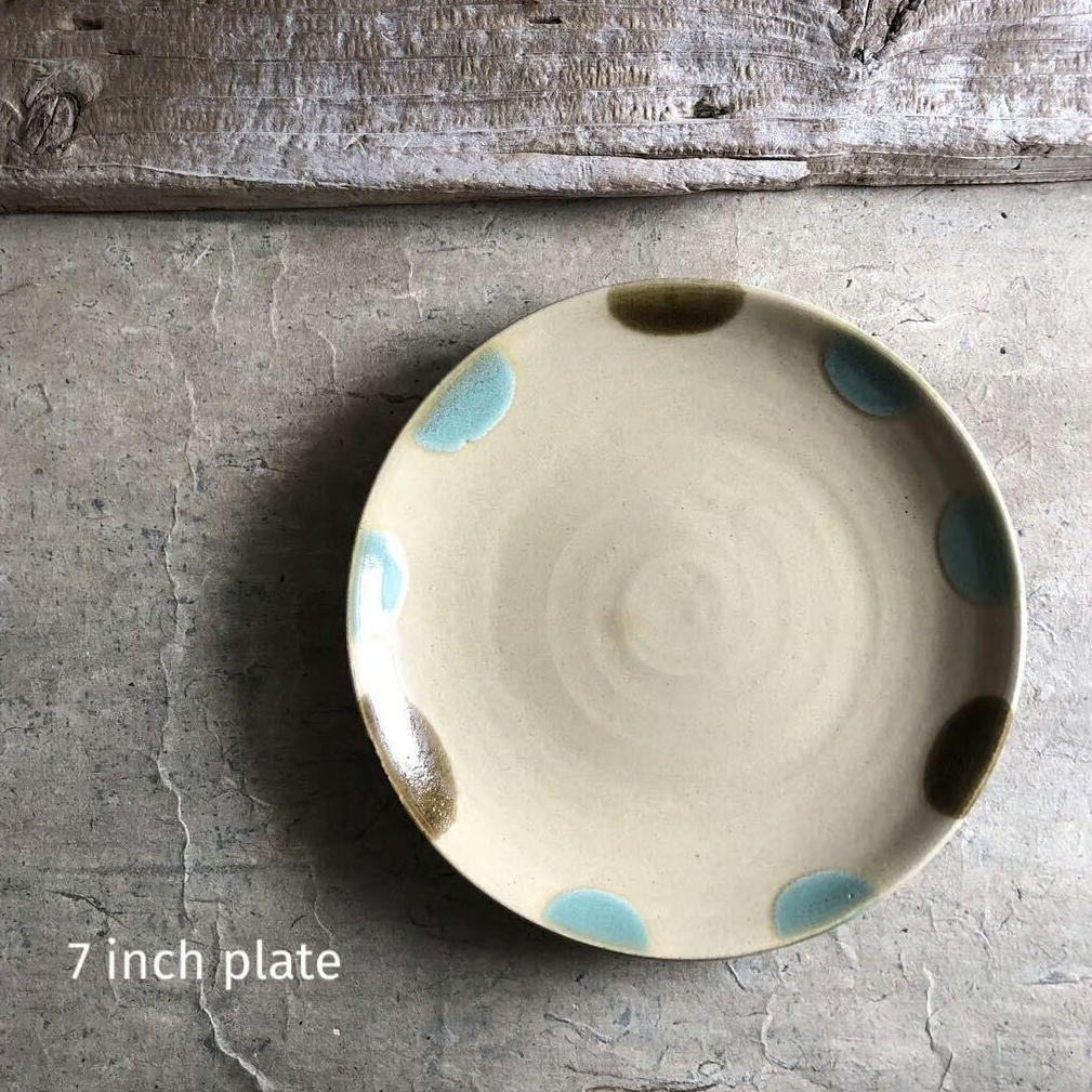 益子焼 二彩7寸丸皿 | MatsuBokkuri