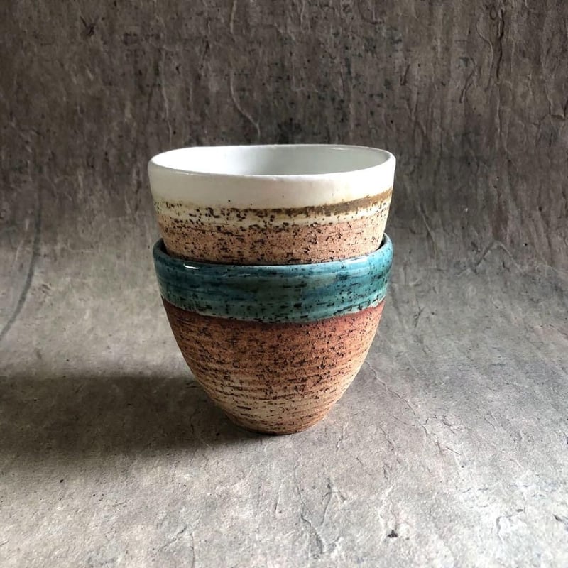 美濃焼 縄文焼〆織部グリーンフリーカップ | MatsuBokkuri