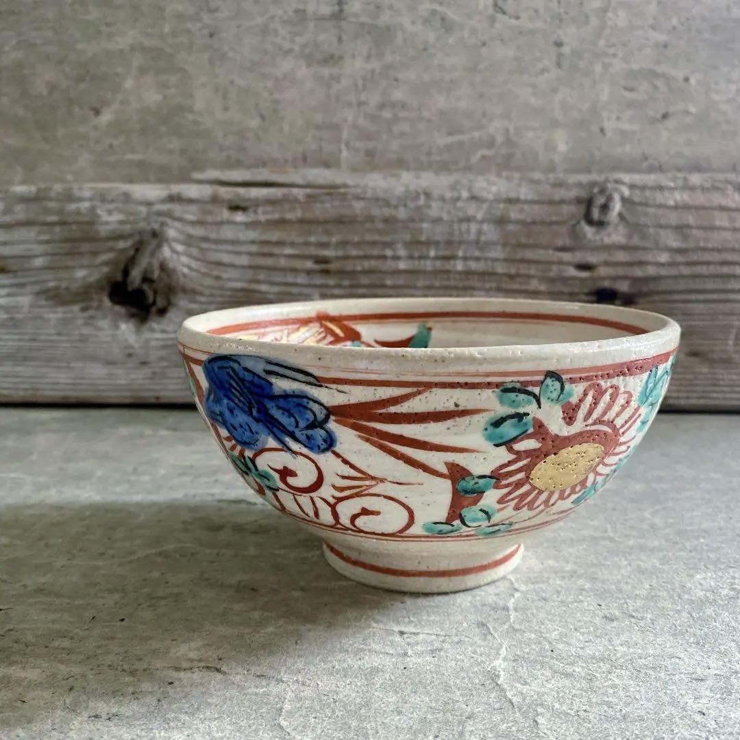 🔶SALE🔶岐阜 秀峰窯中垣連次 金彩粉引赤絵花鳥紋多用鉢 | MatsuBokkuri