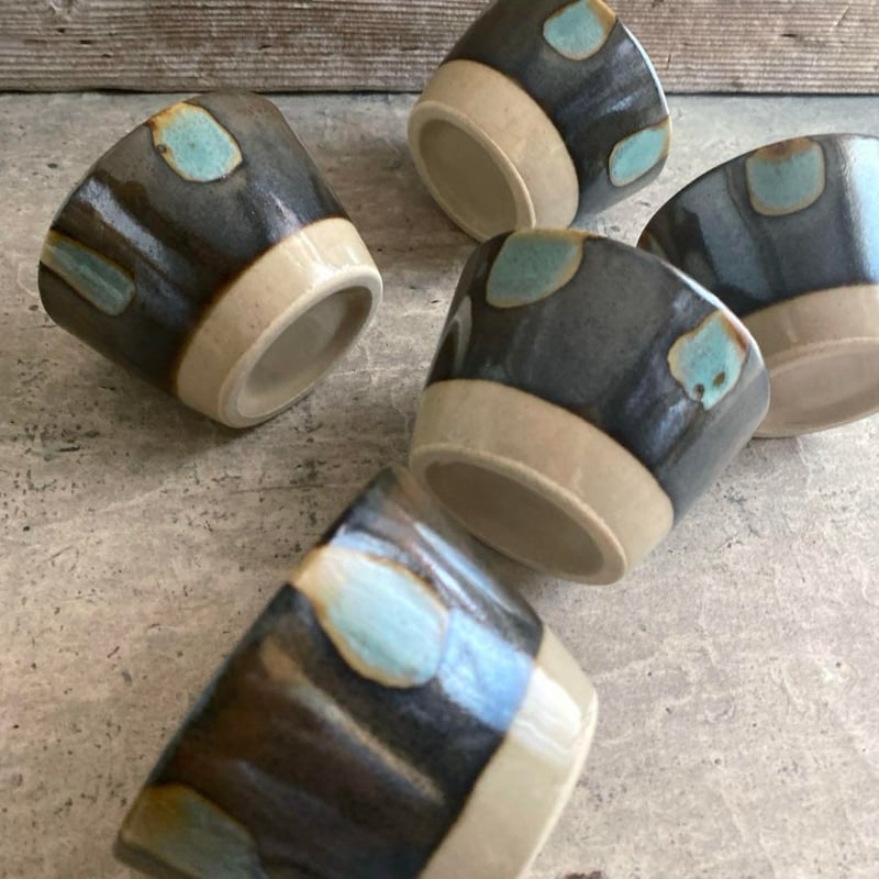 益子焼 黒柿釉青磁流し蕎麦猪口 | MatsuBokkuri