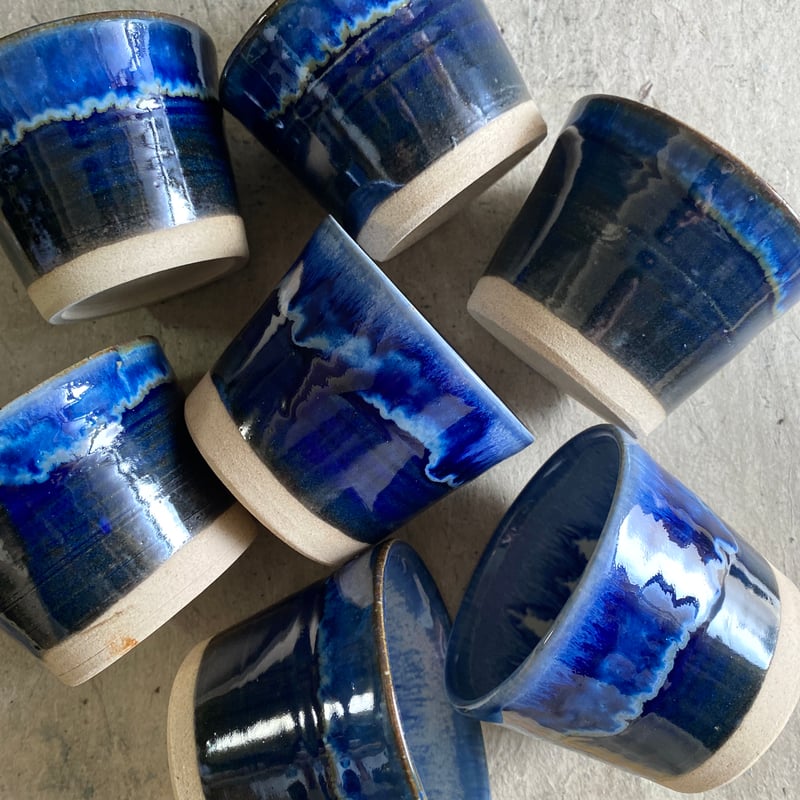 益子焼 瑠璃釉 蕎麦猪口 | MatsuBokkuri