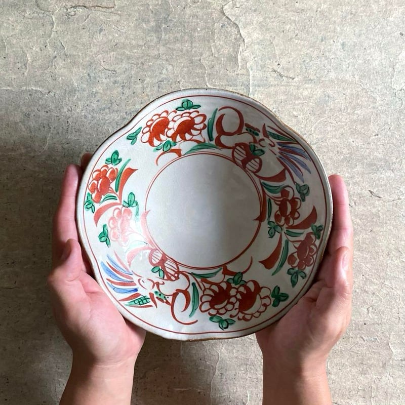 🔶SALE🔶岐阜 秀峰窯中垣連次 万歴赤絵花型鉢 | MatsuBokkuri