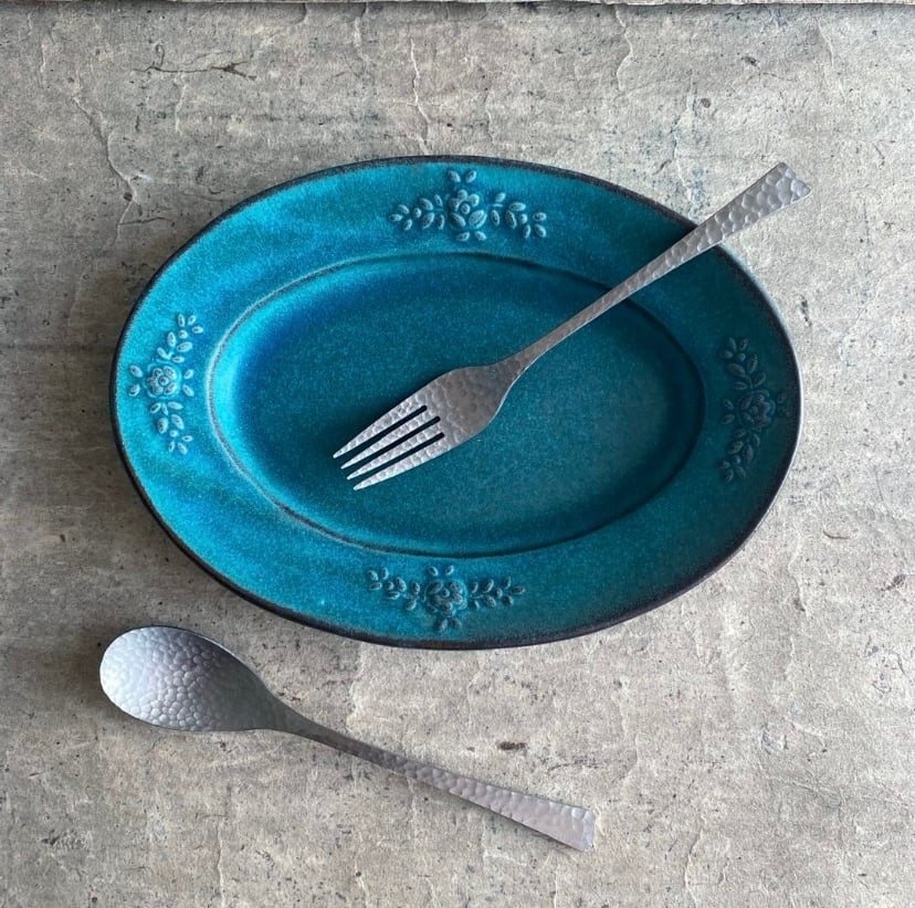 フラミンゴ 益子焼シャビーターコイズ洋オーバル plate 2枚 益子焼 シャビーターコイズ洋皿（小） | MatsuBokkuri