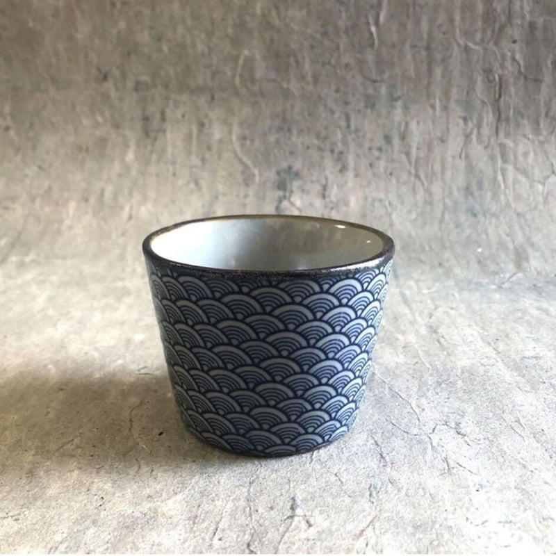 美濃焼 縞吉窯 古染青海波模様 蕎麦猪口 | MatsuBokkuri