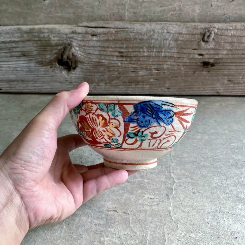 🔶SALE🔶岐阜 秀峰窯中垣連次 金彩粉引赤絵花鳥紋多用鉢 | MatsuBokkuri