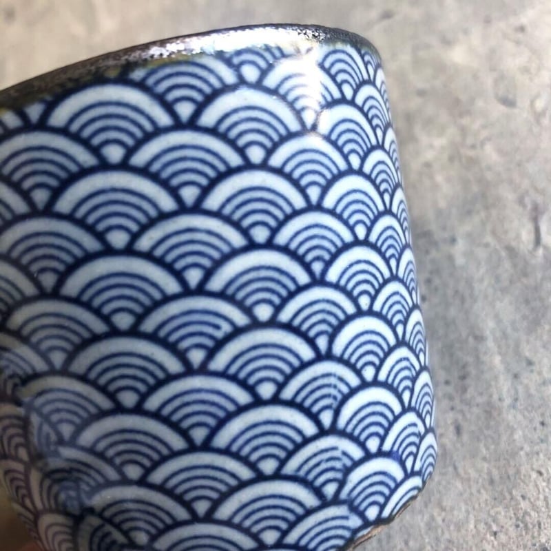 「そば猪口」色絵青海波稲束文猪口 そば猪口」色絵青海波稲束文猪口 202201-n050-