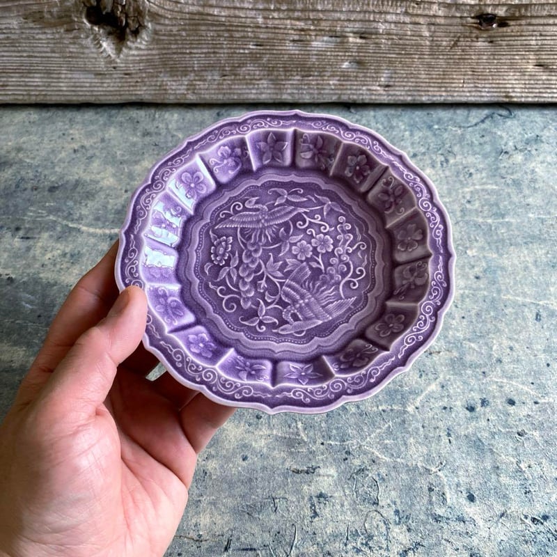 🔶SALE🔶 有田焼 福泉窯 紫交跡花鳥彫5寸皿 | MatsuBokkuri