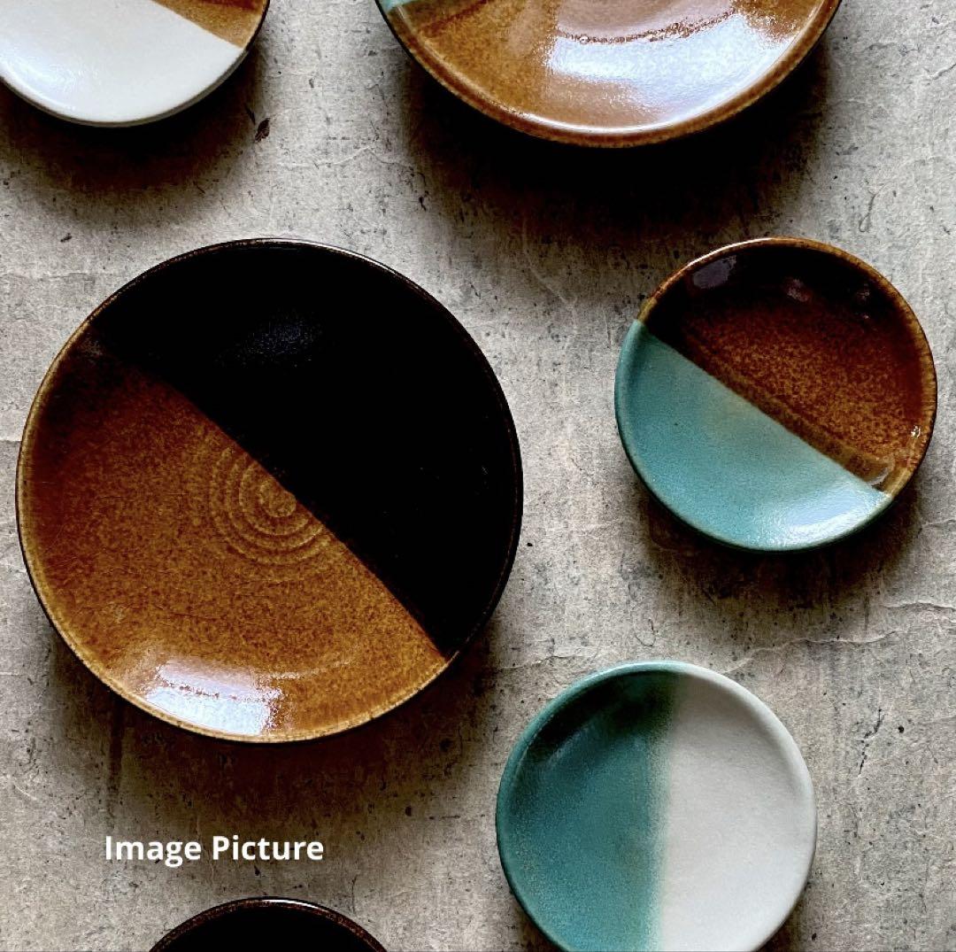 益子焼 塗分3寸豆皿（白糠・青磁） | MatsuBokkuri