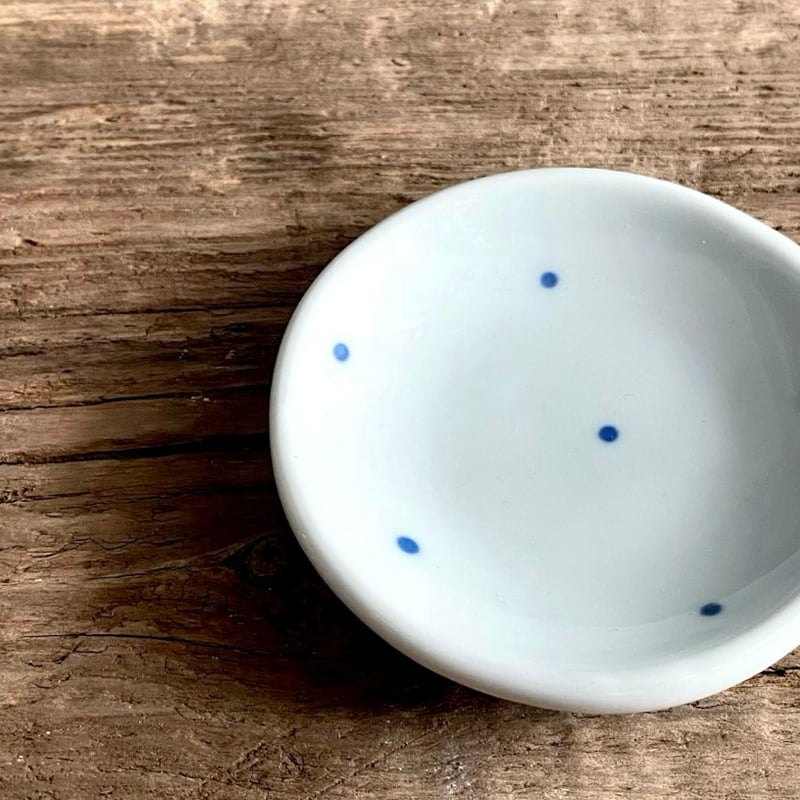 波佐見焼 康創窯 豆皿 お手塩皿（染付水玉） | MatsuBokkuri