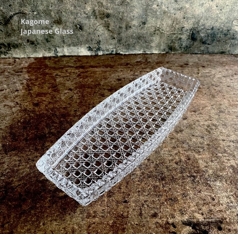 せいら 日本製和硝子　籠目八寸ガラス皿 和硝子 籠目八寸皿 | MatsuBokkuri