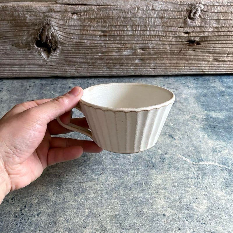 益子焼 kinariしのぎスープカップ | MatsuBokkuri