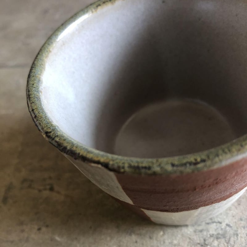 美濃焼 縞吉窯 赤楽市松模様 蕎麦猪口 | MatsuBokkuri