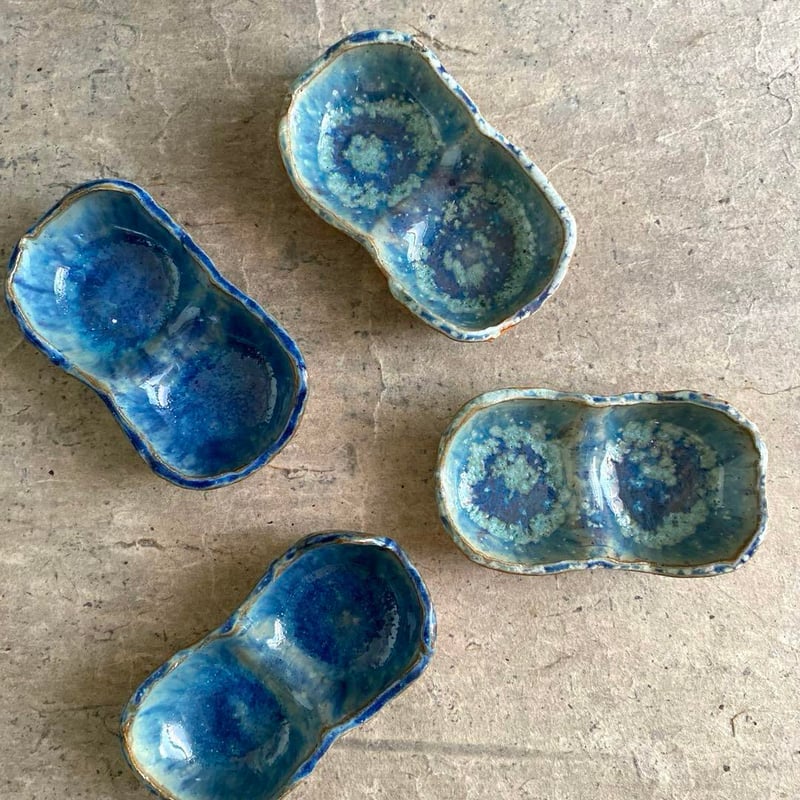 益子焼 結晶釉二品薬味皿 | MatsuBokkuri