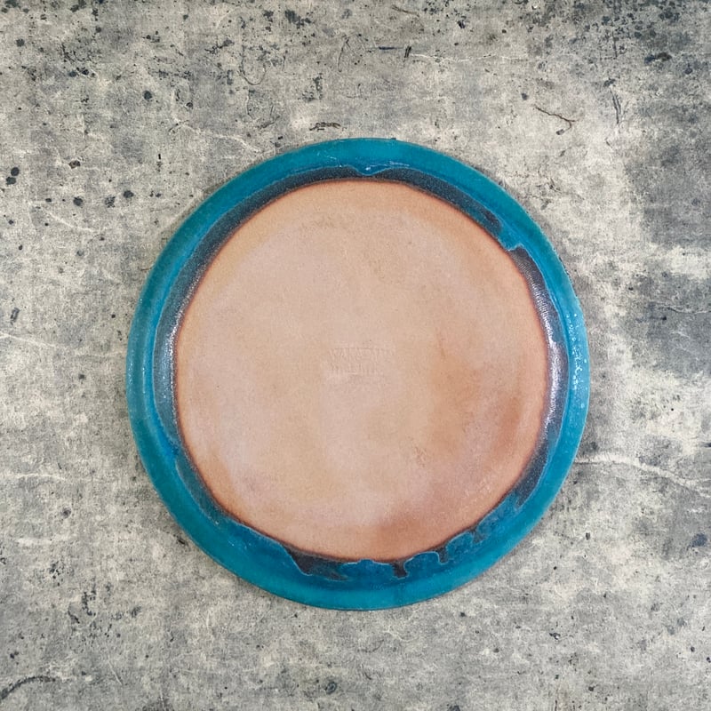 益子焼 シャビーターコイズプレート（L） | MatsuBokkuri