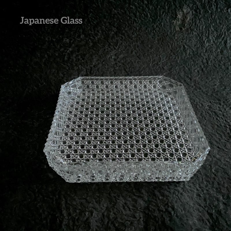 グリコ　飾り皿　見本No3 1954年製　アンティーク 江戸切子 富嶽三十六景「凱風快晴」に福菱 飾皿 金赤 ｜江戸切子