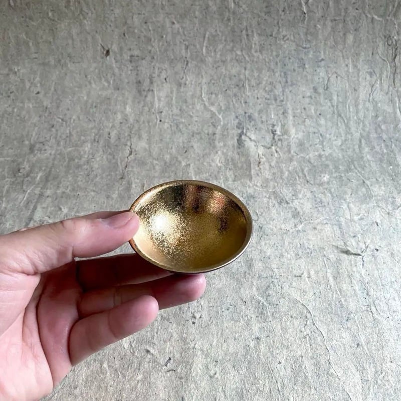 有田焼 陶悦窯  悦山造 金塗り 金彩 菊型 輪花 金 ゴールド 陶悦窯 黒柚子金塗り手塩皿5枚揃い