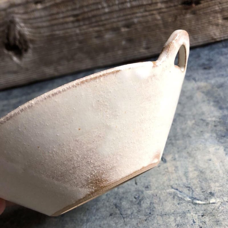 益子焼 Kinari手付朝顔鉢 | MatsuBokkuri