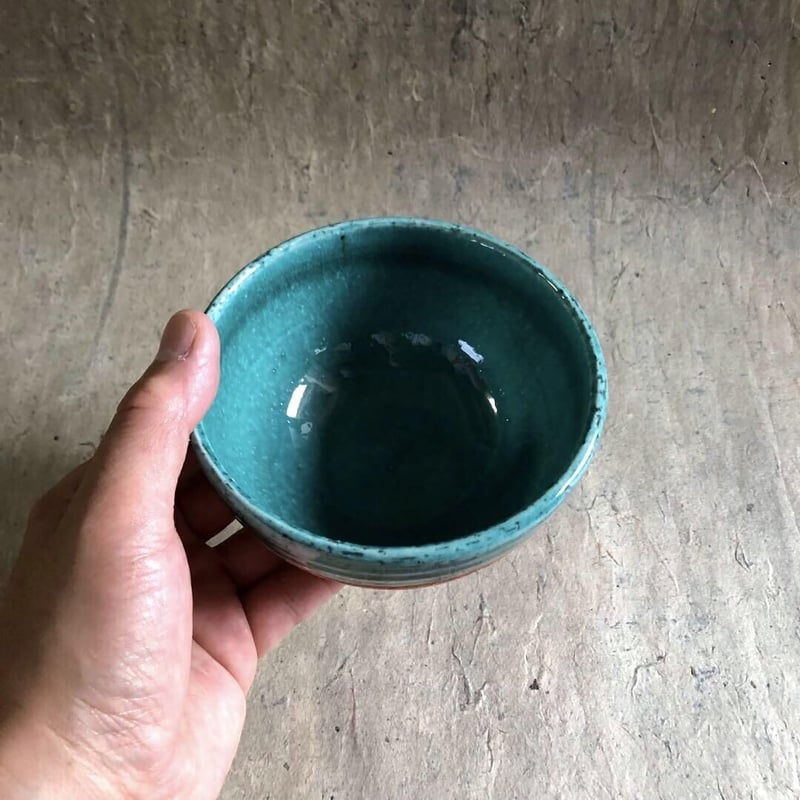 美濃焼 松助窯 縄文焼〆織部グリーンボール | MatsuBokkuri