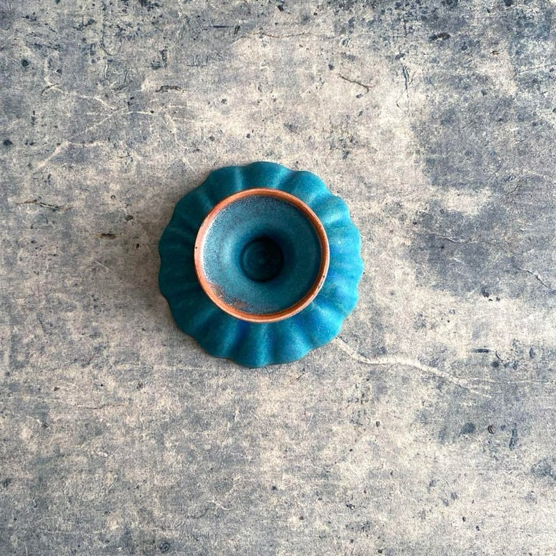 益子焼 シャビーターコイズ リンカコンポート | MatsuBokkuri