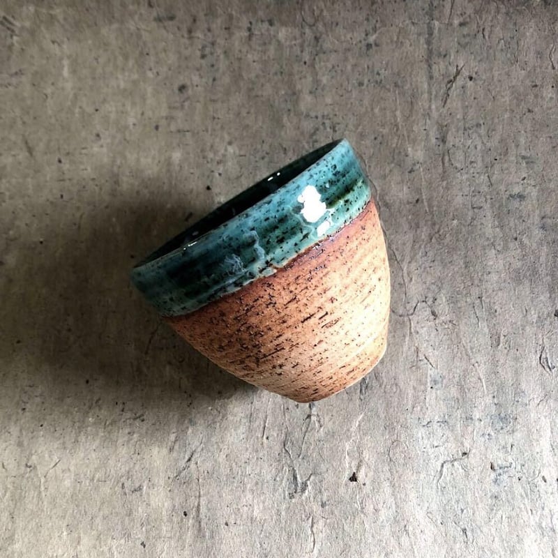 美濃焼 縄文焼〆織部グリーンフリーカップ | MatsuBokkuri