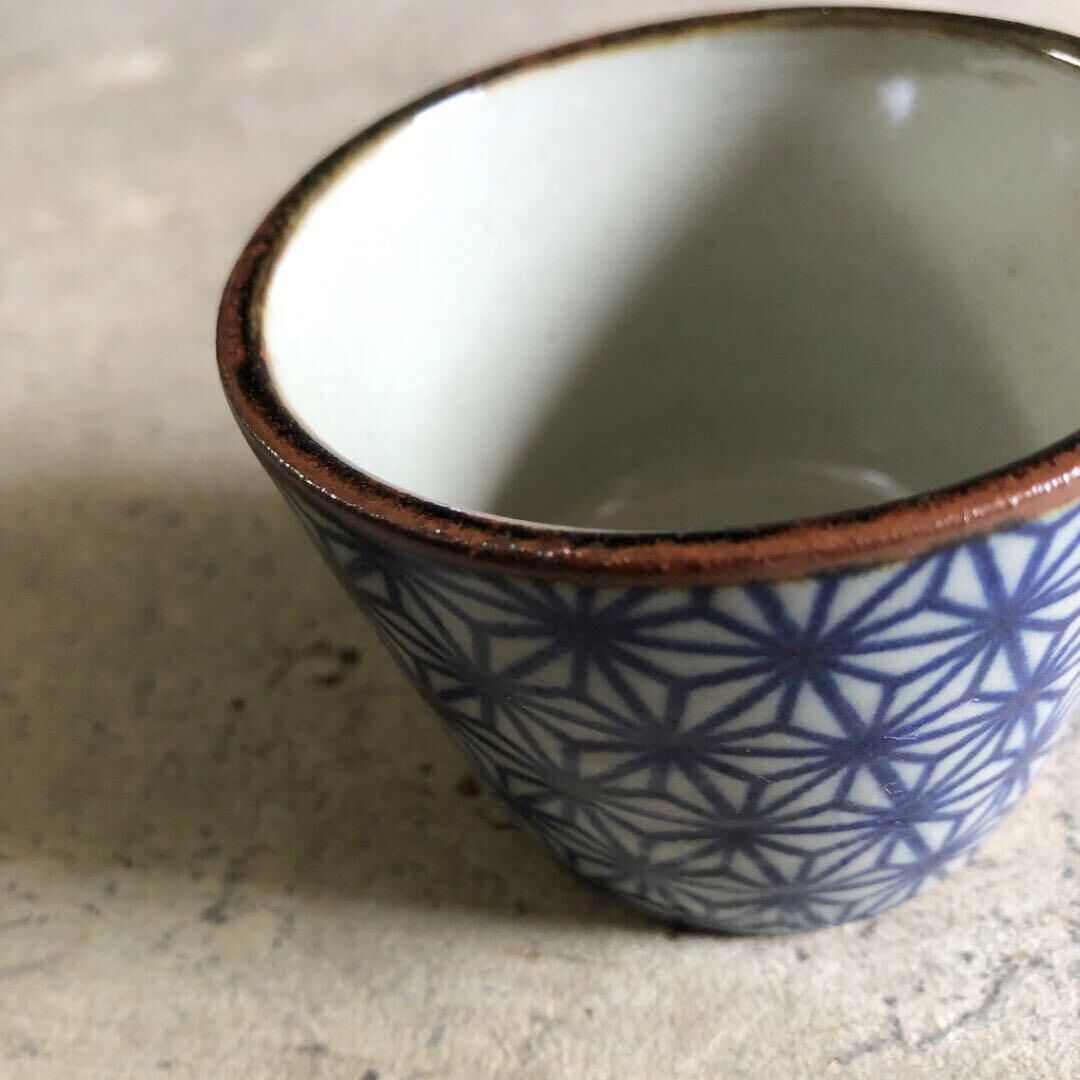 ◆希少美品 1880年頃（明治時代！古曽部焼き 素朴な染付 ぐいみ/お猪口 5客 ◇希少美品 1880年頃（明治時代！古曽部焼き 素朴な染付 ぐいみ