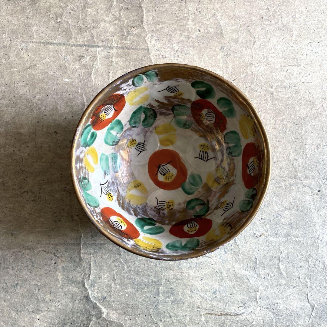 🔶SALE🔶岐阜 秀峰窯中垣連次 金彩椿高台鉢 | MatsuBokkuri