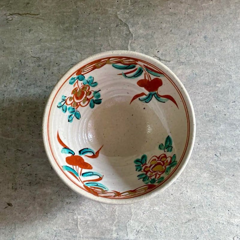岐阜 秀峰窯中垣連次 金彩粉引赤絵花鳥紋多用鉢 | MatsuBokkuri