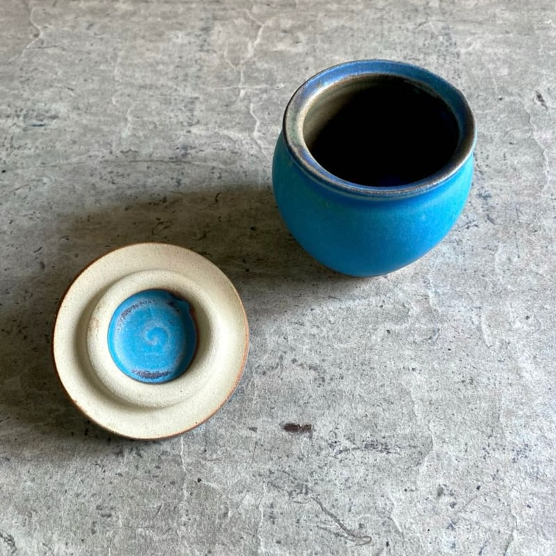 益子焼 トルコブルーの小さな甕 | MatsuBokkuri