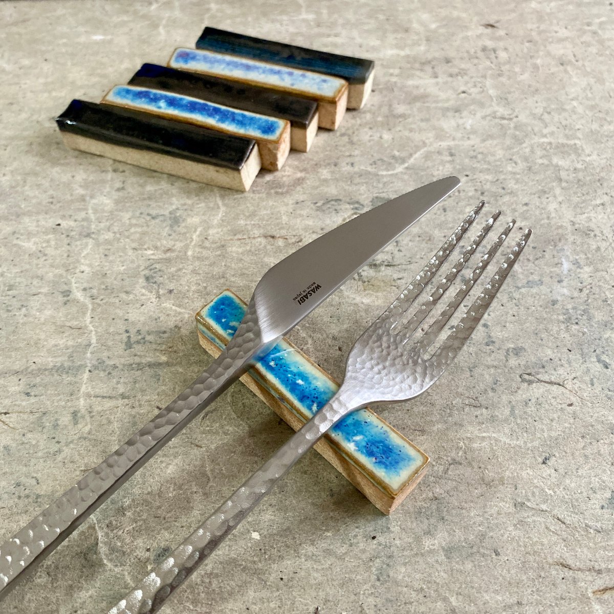 益子焼 カトラリーラスト・箸置（結晶釉・瑠璃釉） | MatsuBokkuri