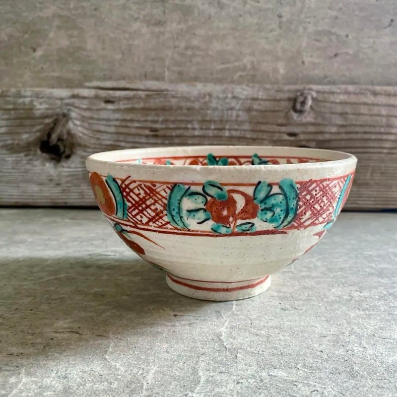 🔶SALE🔶岐阜 秀峰窯中垣連次 金彩間取り粉引赤絵多用鉢 | MatsuBokkuri