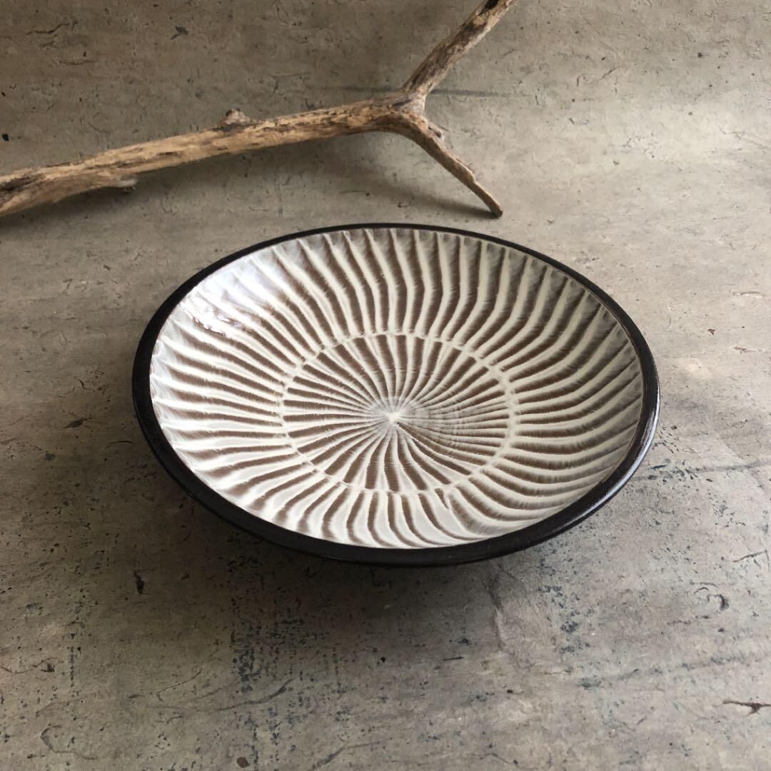 八6446【未使用品】小石原焼 ちがいわ窯 皿 直径約23㎝ 八6446【未使用品】小石原焼 ちがいわ窯 皿 直径約23㎝ 八