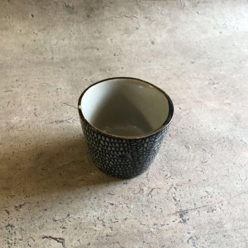 ◆希少美品 1880年頃（明治時代！古曽部焼き 素朴な染付 ぐいみ/お猪口 5客 ◇希少美品 1880年頃（明治時代！古曽部焼き 素朴な染付 ぐいみ
