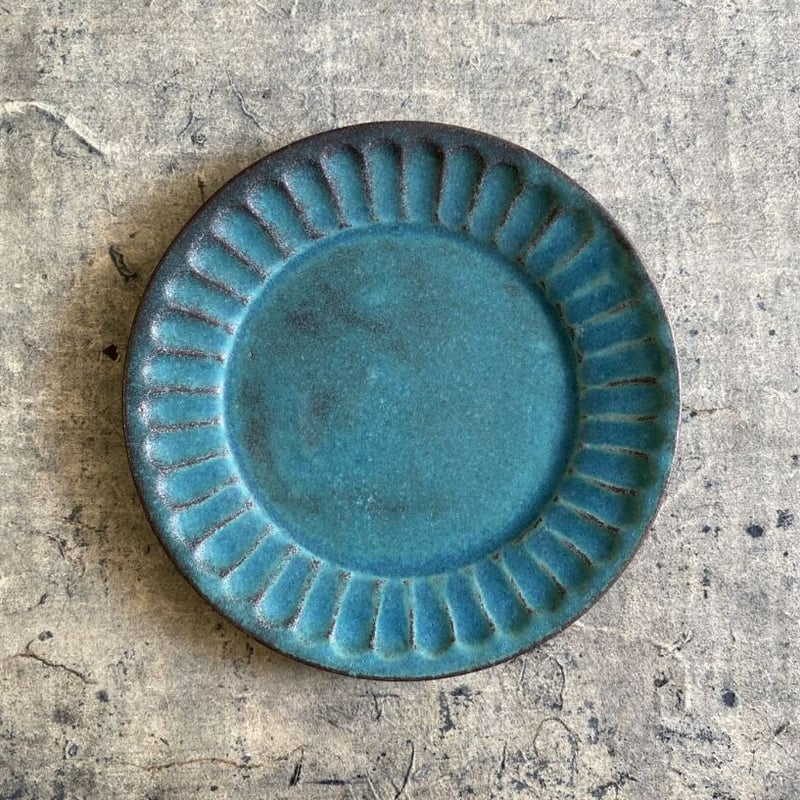 益子焼 シャビーターコイズパン皿 | MatsuBokkuri