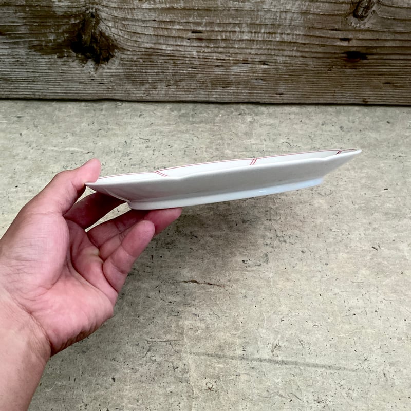 波佐見焼 洸琳窯 手描き間取り花型楕円皿（赤） | MatsuBokkuri