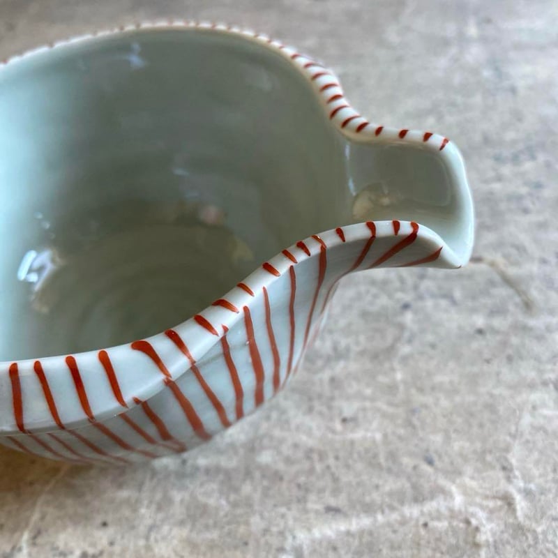 波佐見焼 鐵山陶器 千筋片口小鉢（赤） | MatsuBokkuri