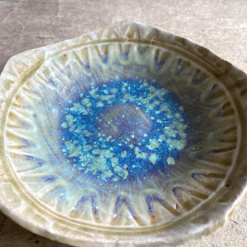 益子焼 刻文結晶釉五角深皿 | MatsuBokkuri