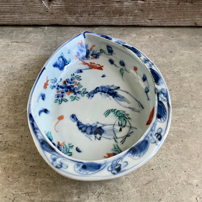 🔶SALE🔸 中垣連次 魯山人写し 染付色絵藻魚紋 貝鉢（中） | MatsuBokkuri