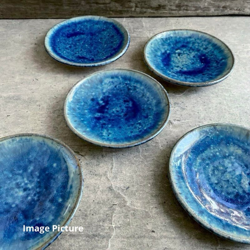 益子焼 青釉丸銘々皿 | MatsuBokkuri