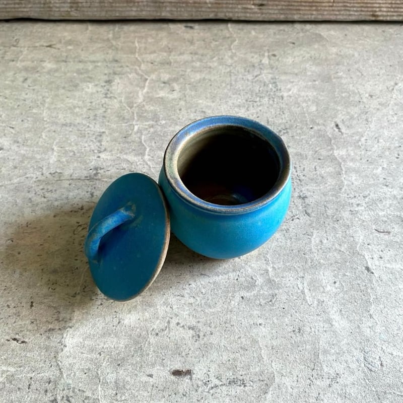 益子焼 トルコブルーの小さな甕 | MatsuBokkuri
