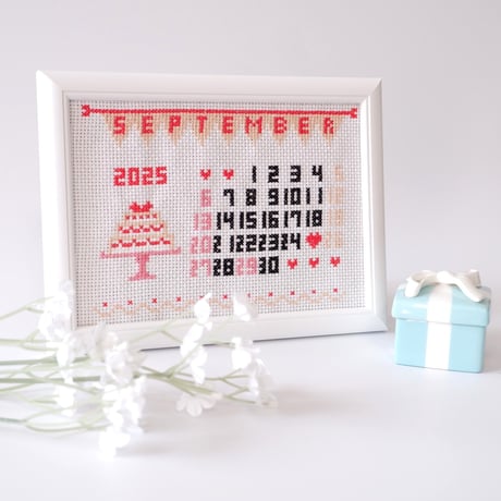 クロスステッチ刺繍で手作りする「ウェルカムボード」　結婚 ウェルカムボード 日付㊴