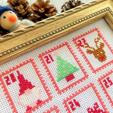 クロスステッチDL図案　PDF pattern クリスマスカレンダー図案　ダウンロード図案