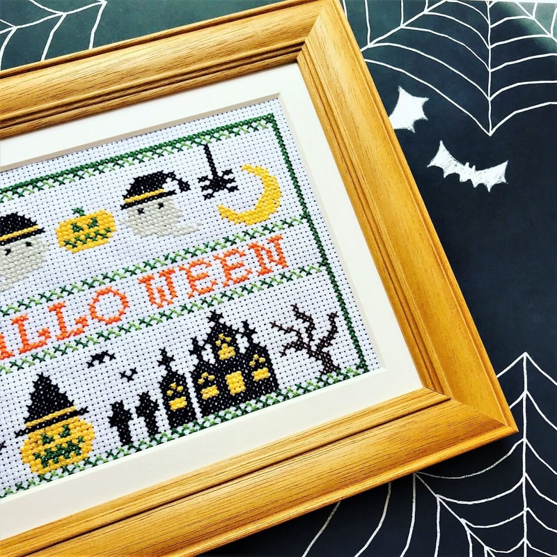 クロスステッチＤL図案 「HALLOWEEN」ハロウィン刺繍 クロスステッチ