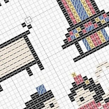 クロスステッチDL図案 『七夕』しちせきの節句　織姫と彦星　クロスステッチDL図案
