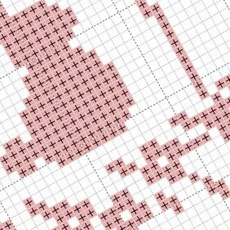 初心者クロスステッチ図案　PDF PATTERNダウンロード図案　イースターデザイン　うさぎ刺繍　くすみピンク