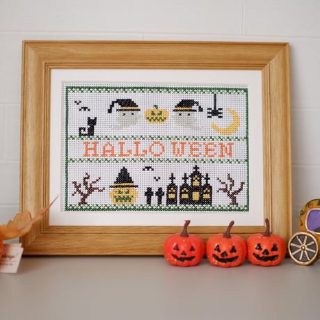 クロスステッチＤL図案 「HALLOWEEN」ハロウィン刺繍 　クロスステッチチャート