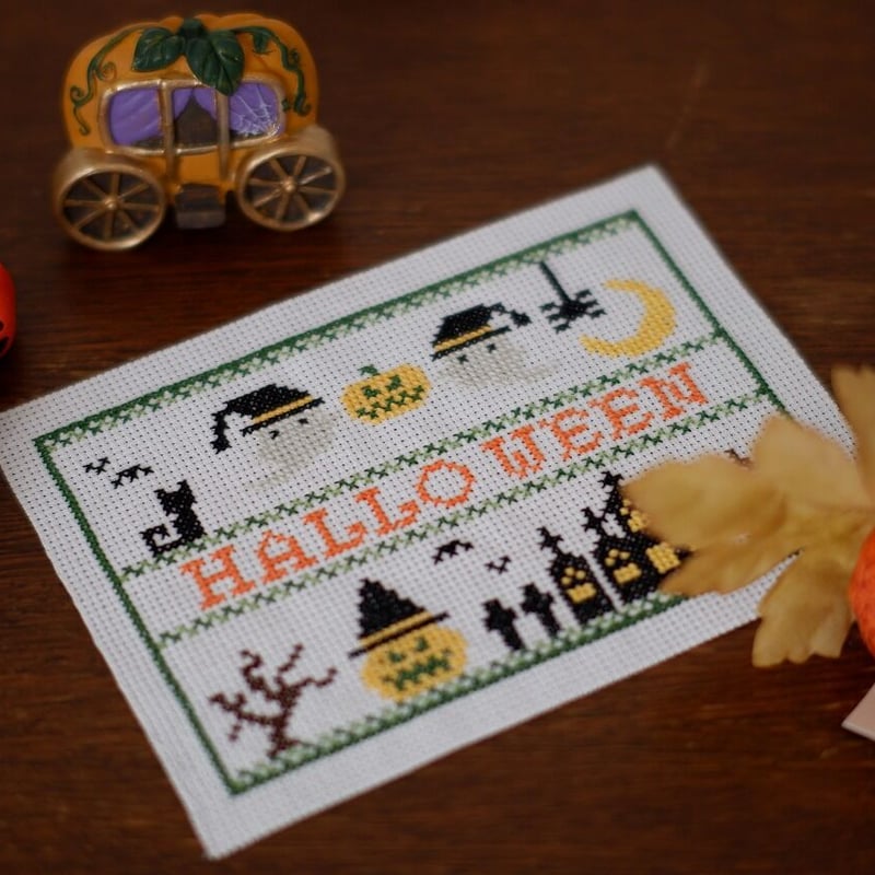 クロスステッチDL図案 「HALLOWEEN」ハロウィン刺繍 クロス