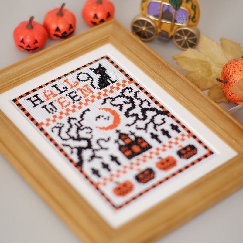 クロスステッチキット【シンプル2色の大人ハロウィーン