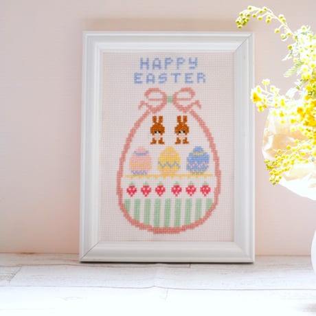 クロスステッチ図案｜イースターうさぎ刺繍 pattern（春のクロスステッチ）